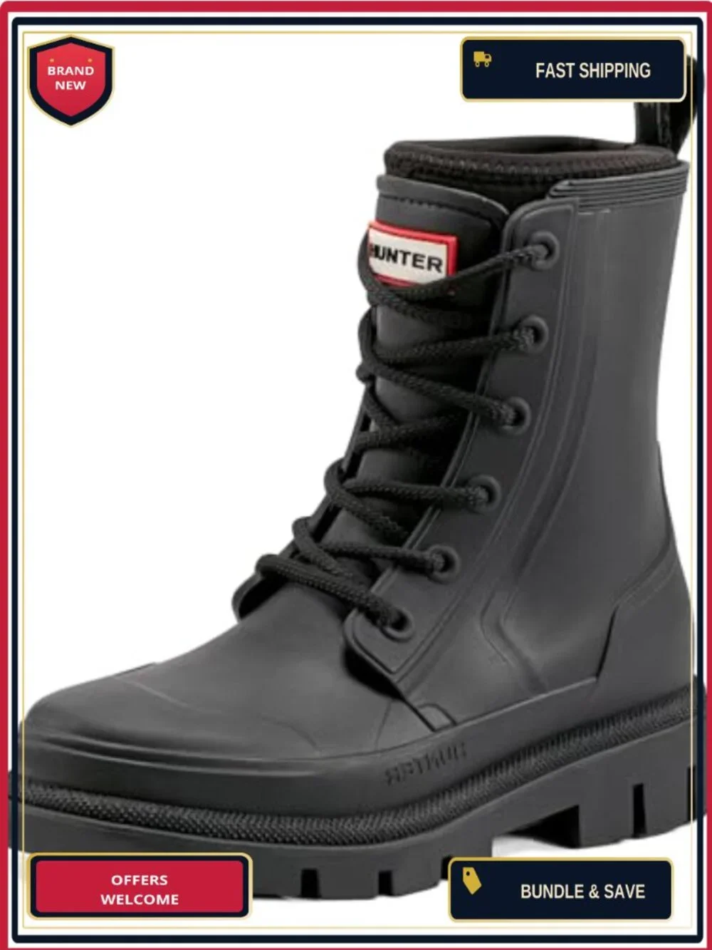 Women's Waterproof Mid-Calf Rain Boots Lace-Up Comfort Cushioned Boot